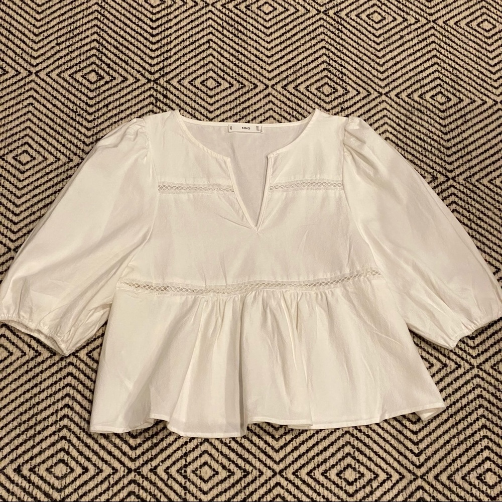 Mango Women's Puff Sleeve Peplum Top